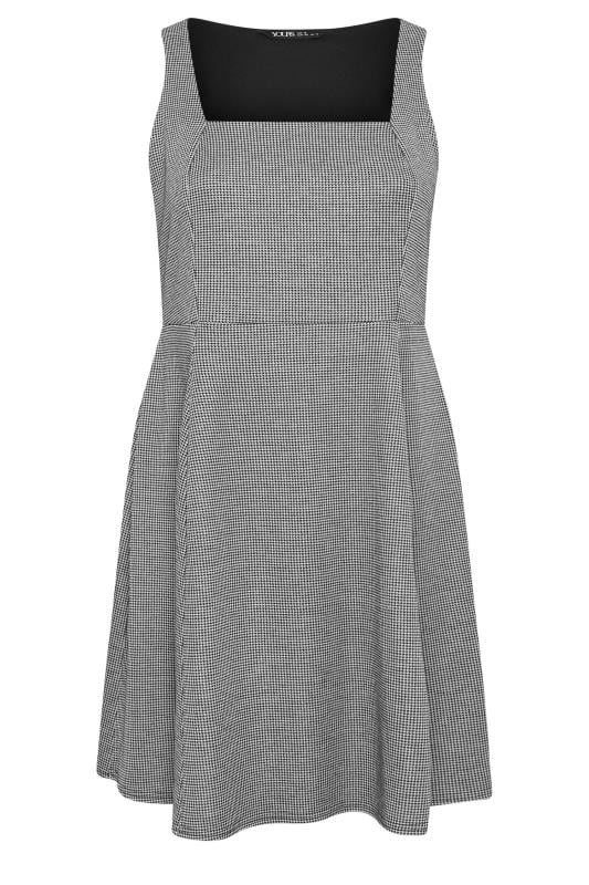 YOURS Plus Size Grey Dogtooth Check Pinafore Dress Yours Clothing