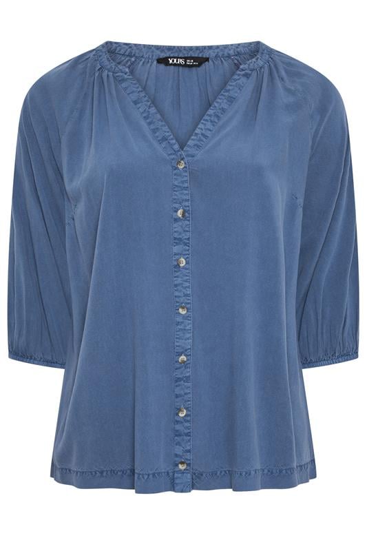YOURS Plus Size Blue Chambray Blouse | Yours Clothing 5