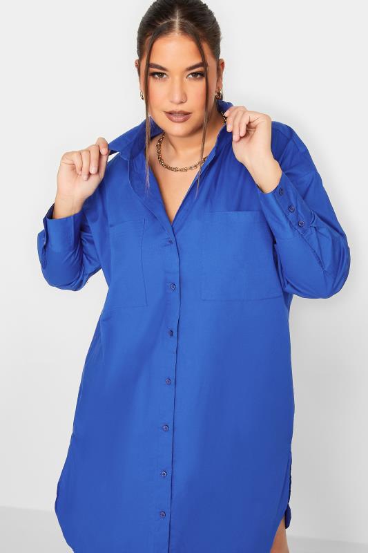 LIMITED COLLECTION Plus Size Cobalt Blue Midi Shirt Dress | Yours Clothing 5