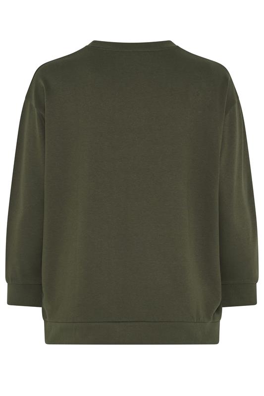 YOURS Plus Size Khaki Green Crew Neck Sweatshirt | Yours Clothing 6