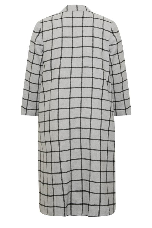 LIMITED COLLECTION Plus Size Curve Light Grey Check Long Duster Coat 7