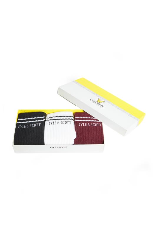 Men's  LYLE & SCOTT 3 PACK Black & Red Stripe Socks Gift Set