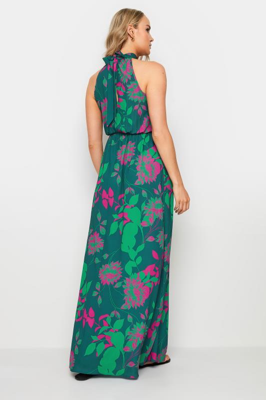 LTS Tall Women's Green Floral Print Halter Neck Dress | Long Tall Sally 3