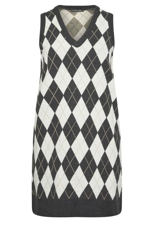 LIMITED COLLECTION Plus Size Black Argyle Check Vest Dress | Yours Clothing 5