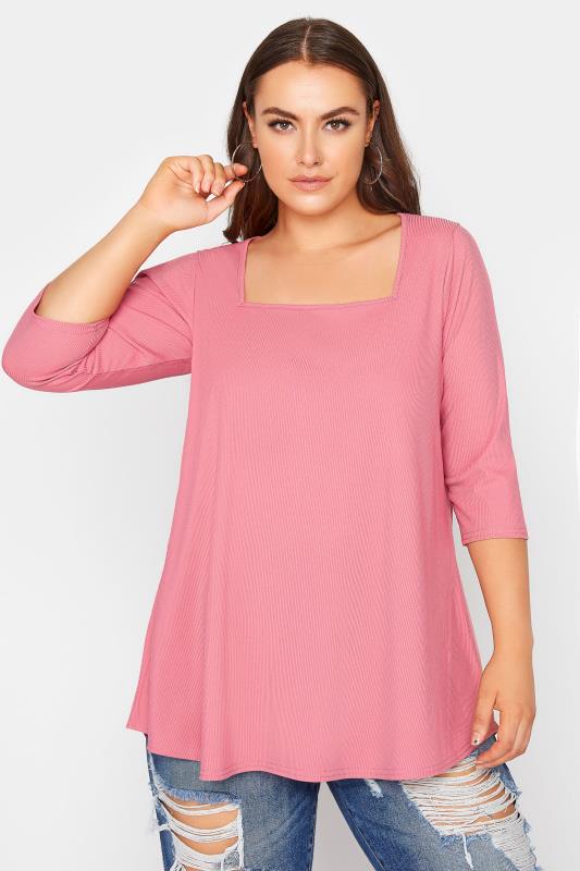 LIMITED COLLECTION Pink Ribbed Swing Top_A.jpg