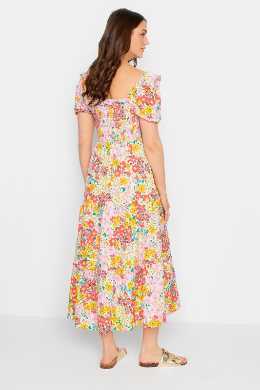 LTS Tall Women's Yellow Ditsy Floral Shirred Midaxi Dress | Long Tall Sally 3