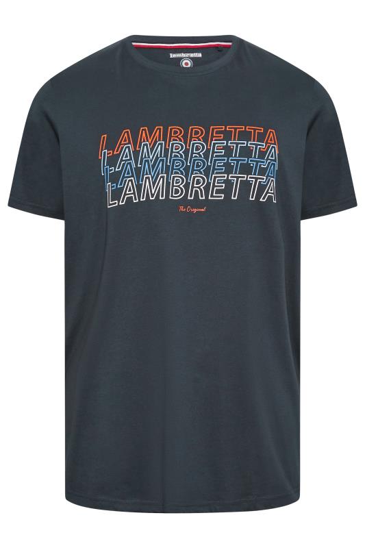 LAMBRETTA Big & Tall Plus Size Navy Blue 'Lambretta' Slogan T-Shirt | BadRhino  3