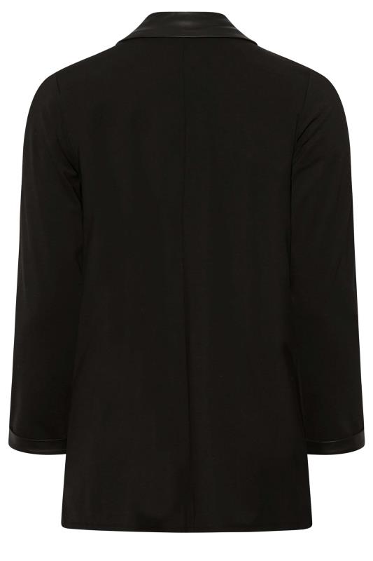 Plus Size Black Faux Leather Detail Blazer | Yours Clothing 7