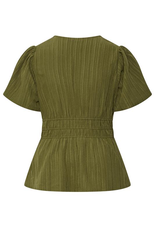 YOURS Plus Size Khaki Green Puff Sleeve Blouse | Yours Clothing 6