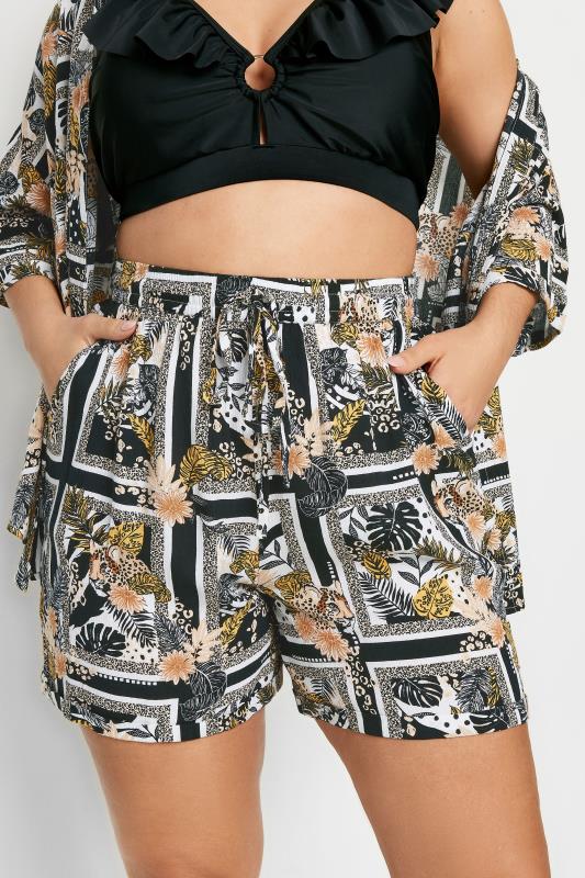 LIMITED COLLECTION Plus Size Black Leopard Print Crinkle Shorts | Yours Clothing 5