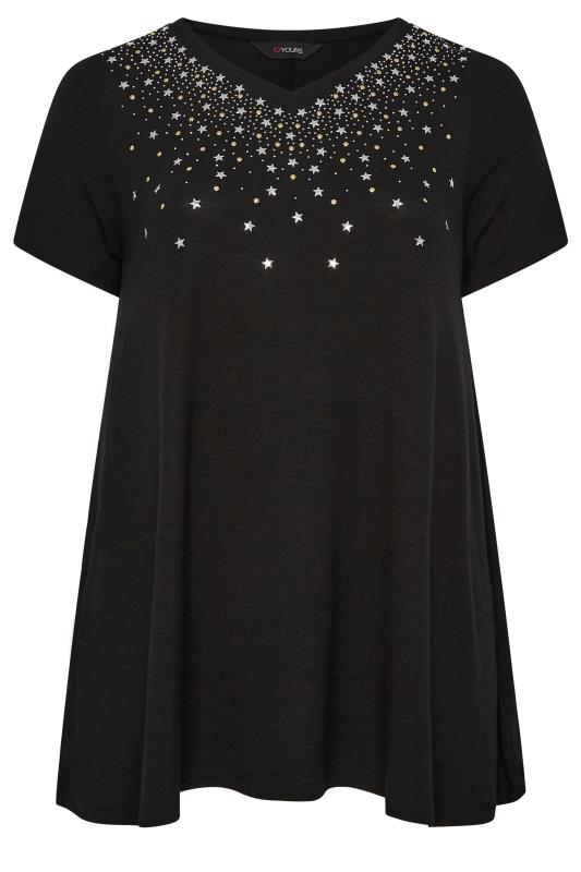 YOURS Curve Black Embellished Swing Top | Yours Clothing 6
