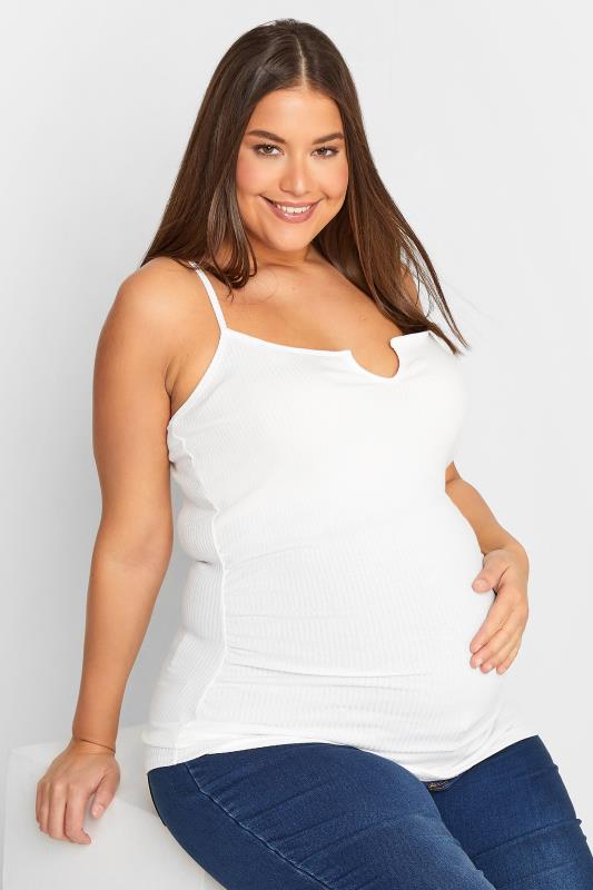 Tall  LTS Tall Maternity White Ribbed Cami Top