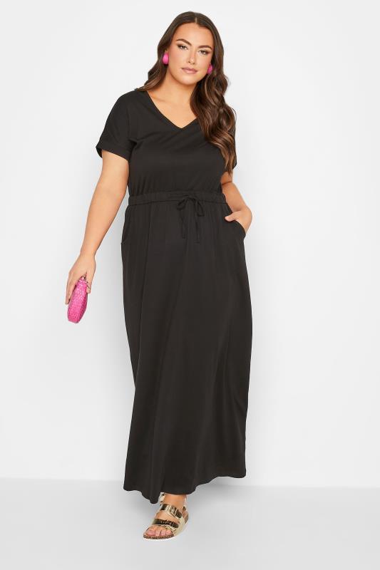 YOURS Plus Size Black Maxi T-Shirt Dress | Yours Clothing 1