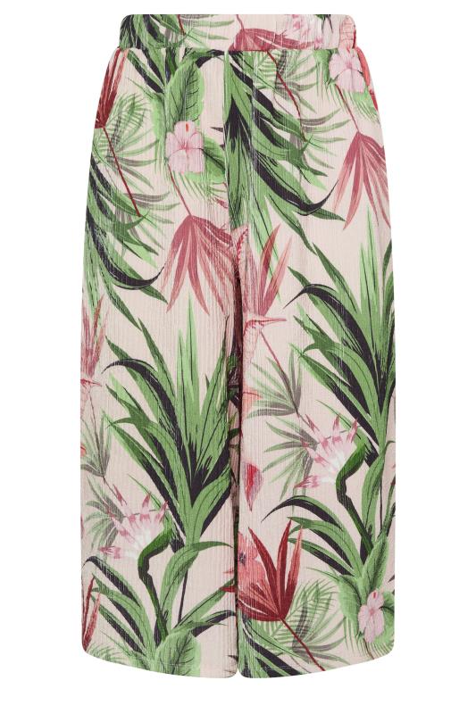 YOURS Plus Size Pink Tropical Print Textured Cropped Trousers | Yours Clothing 6