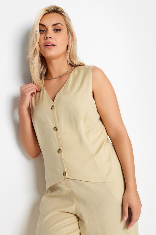  Tallas Grandes LIMITED COLLECTION Curve Beige Brown Linen Waistcoat