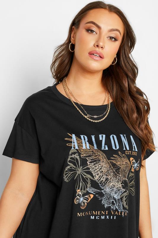 Plus Size Black Arizona Eagle Print T-Shirt | Yours Clothing 4