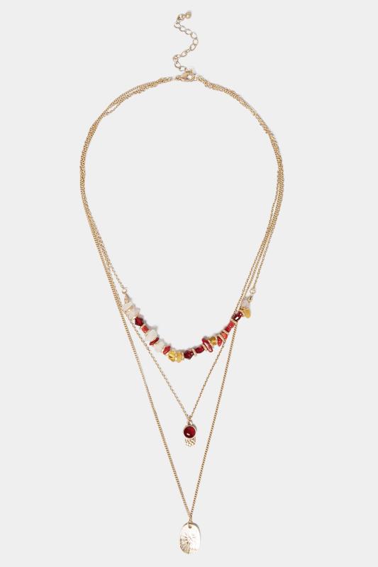 Gold Triple Layer Beaded Necklace | Yours Clothing 2
