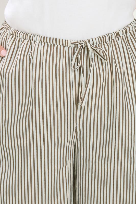 YOURS Plus Size Brown & White Striped Wide Leg Trousers | Yours Clothing 4