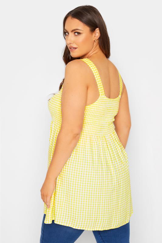Curve Yellow Shirred Gingham Vest Top 3