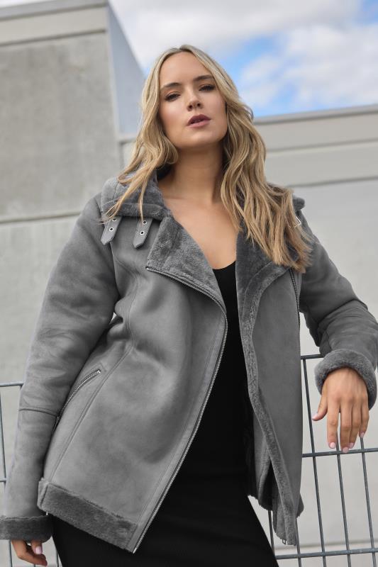 LTS Tall Grey Aviator Jacket | Long Tall Sally 1