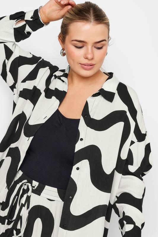 YOURS Plus Size White Abstract Print Crinkle Beach Shirt | Yours Clothing 6
