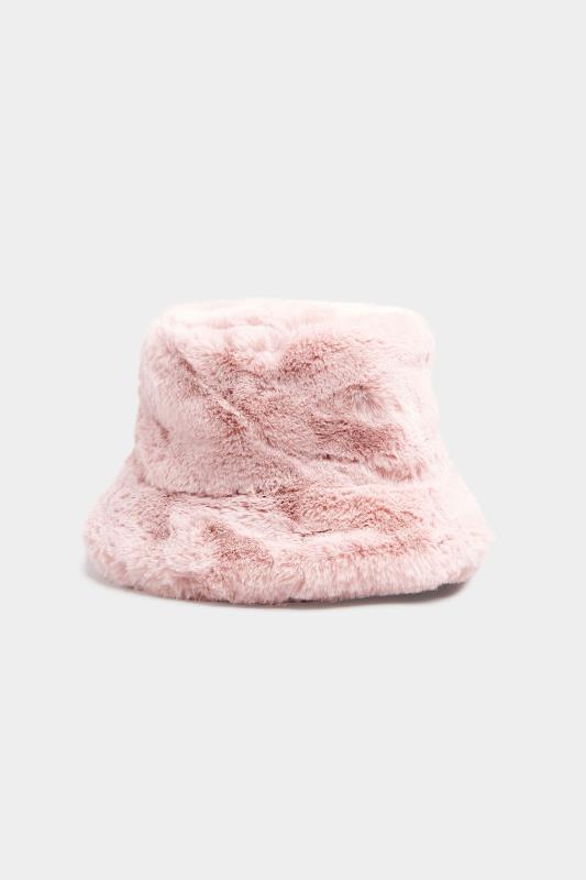 Plus Size Pink Faux Fur Bucket Hat | Yours Clothing 2