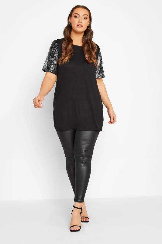 LIMITED COLLECTION Plus Size Black Snake Print Sleeve T-Shirt | Yours Clothing 2