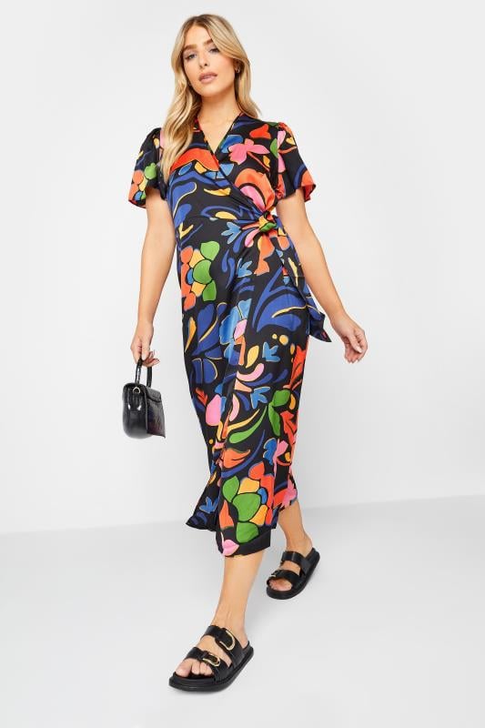 M&Co Black Floral Print Wrap Dress | M&Co