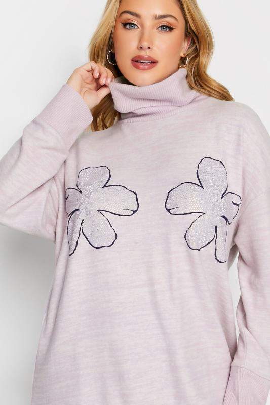 YOURS LUXURY Plus Size Lilac Purple Curve Diamante Embellished Turtle Neck Jumper | Yours Clothing  1