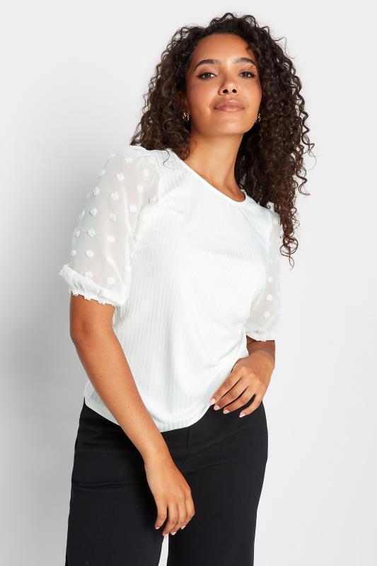Women's  M&Co White Dobby Sleeve Blouse