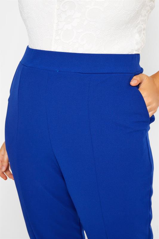 LIMITED COLLECTION Plus Size Cobalt Blue Split Hem Tapered Trousers | Yours Clothing 3