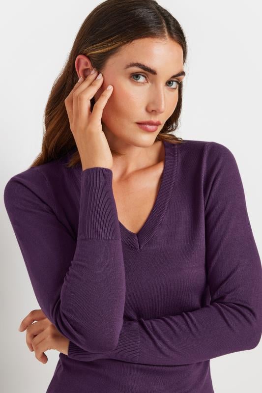 LTS Tall Purple V-neck Long Sleeve Jumper | Long Tall Sally 5