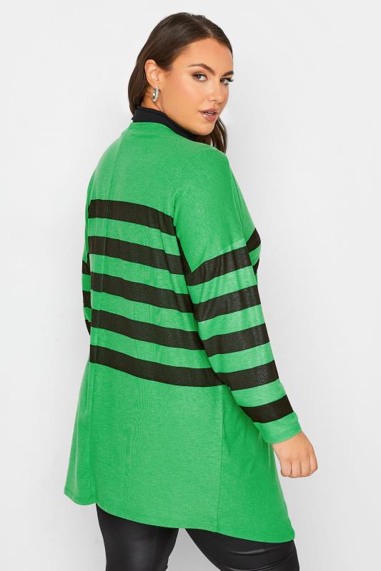 Curve Plus Size Green & Black Stripe Cardigan | Yours Clothing  4