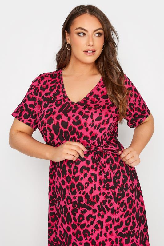LIMITED COLLECTION Curve Pink Leopard Print Maxi Dress 4