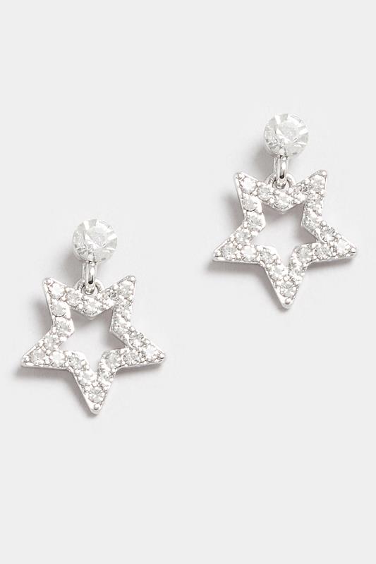 Silver Tone Diamante Star Drop Earrings | Yours Clothing 2