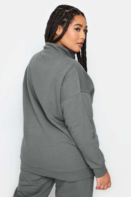 YOURS Plus Size Grey Quarter Zip Sweatshirt | Yours Clothing 4