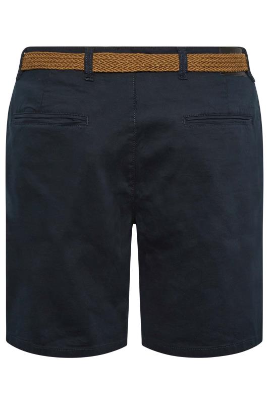 KAM Big & Tall Navy Blue Belted Chino Shorts | BadRhino 2