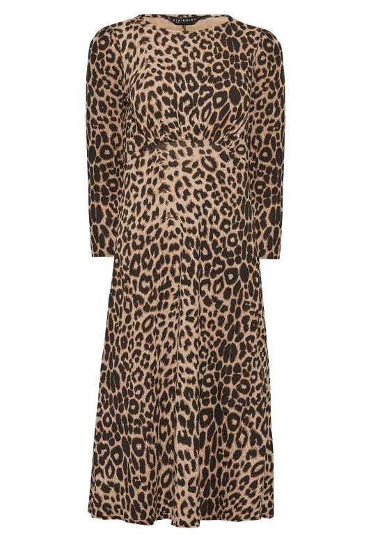 Petite Beige Brown Leopard Print Midi Dress | PixieGirl 6