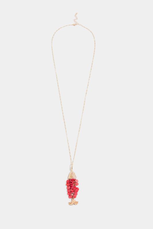 Plus Size Gold Tone Fish Pendant Long Necklace | Yours Clothing 2