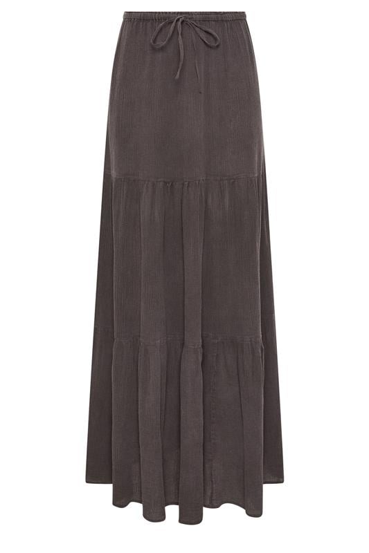 LTS Tall Women's Chocolate Brown Acid Wash Tiered Maxi Skirt | Long Tall Sally 5
