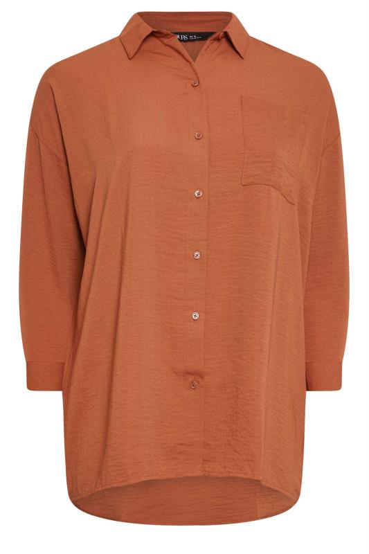 YOURS Curve Plus Size Rust Orange Textured Boyfriend Shirt | Yours Clothing 6