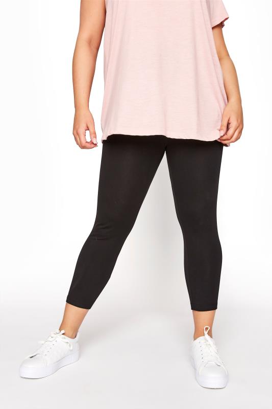 YOURS FOR GOOD Curve Black Cotton Essential Cropped Leggings_B.jpg