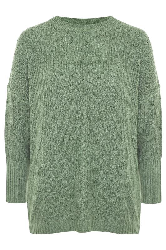 Plus Size Curve Sage Green Oversized Knitted Jumper | Yours Clothing 5