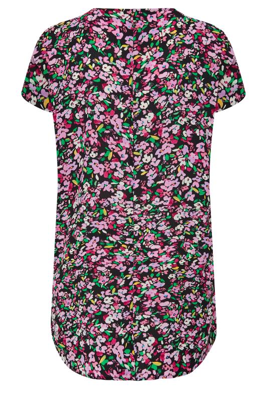 YOURS Plus Size Black & Pink Floral Print Shift Dress | Yours Clothing 7