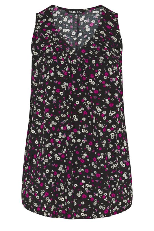 YOURS Plus Size Black Daisy Print Vest Top | Yours Clothing 5