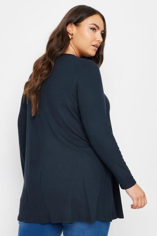 YOURS Plus Size Dark Blue Ribbed Swing Top | Yours Clothing 3