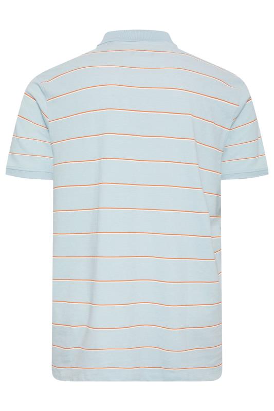 JACK & JONES Light Blue & Orange Stripe Short Sleeve Stripe Polo Shirt | BadRhino 5