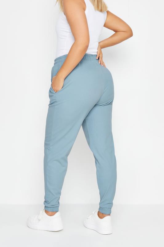 YOURS Curve Light Blue Stretch Cuffed Joggers | Yours Clothing 2
