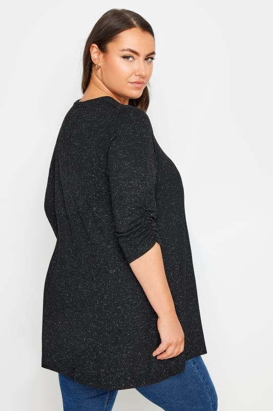 YOURS Plus Size Black Metallic Swing Top | Yours Clothing 3