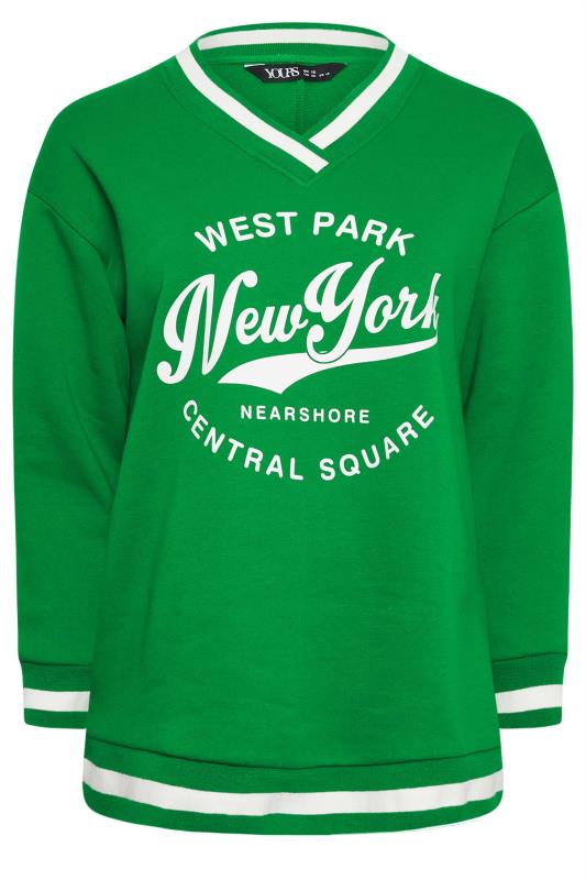 YOURS Plus Size Green 'New York' Slogan Sweatshirt | Yours Clothing 6